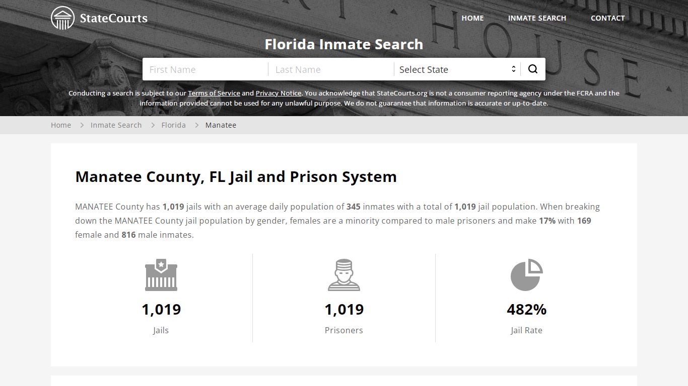 Manatee County, FL Inmate Search - StateCourts